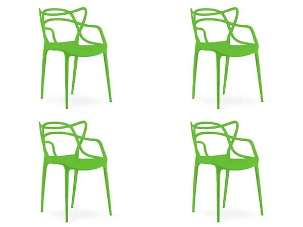 Sada 4ks plastových židlí KATO zelených