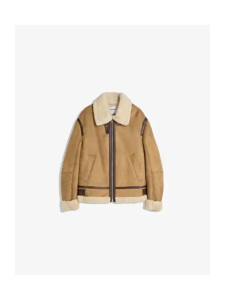 Bershka Prechodná bunda  farba ťavej srsti