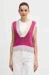 Vesta s přídavkem vlny United Colors of Benetton fialová barva, 16YCE403M