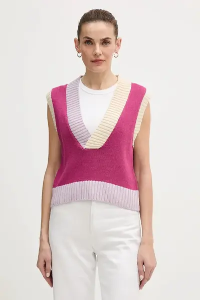 Vesta s přídavkem vlny United Colors of Benetton fialová barva, 16YCE403M