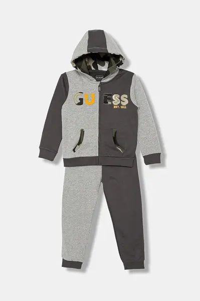 Dětská bavlněná tepláková souprava Guess šedá barva, N5BG07 KAX74