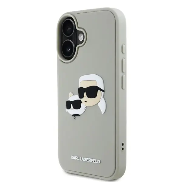 Zadní kryt Karl Lagerfeld 3D Rubber Double Heads pro Apple iPhone 16, béžová
