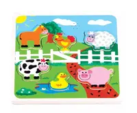 lelin Edukační dřevěná vkládačka se zvuky, Farma
