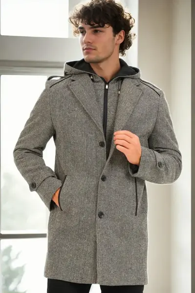PLT9401 DEWBERRY MEN'S COAT-DIAGONAL GREY