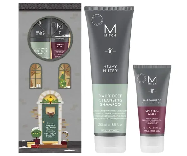Pánská dárková sada pro péči a styling vlasů Paul Mitchell Mitch Wash  a  Style Heavy Duo + dárek zdarma