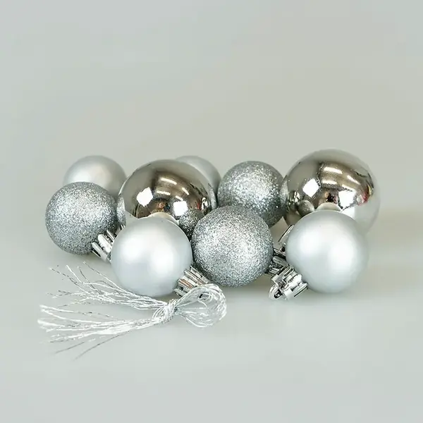 Sada vánočních ozdoby 3-4cm (9 ks) stříbrná