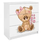 Detská komoda Babydreams Biely – Medveď s kvetmi