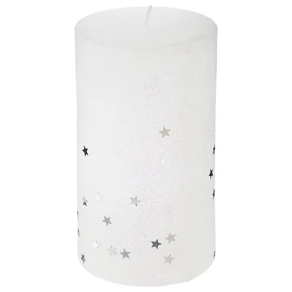 Svieca trblietky biela L12x7cm 129848bl