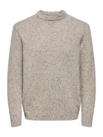 Only & Sons Sveter 'ONSBIRKY'  tmavobéžová / svetlosivá