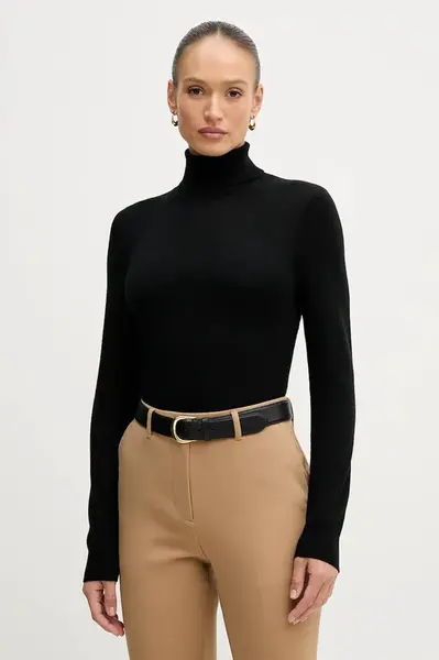 Svetr Sisley dámský, hnědá barva, s golfem, 11BAM201C