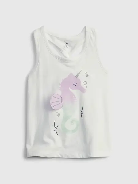 GAP Dětský top twist-back interactive graphic tank - Holky