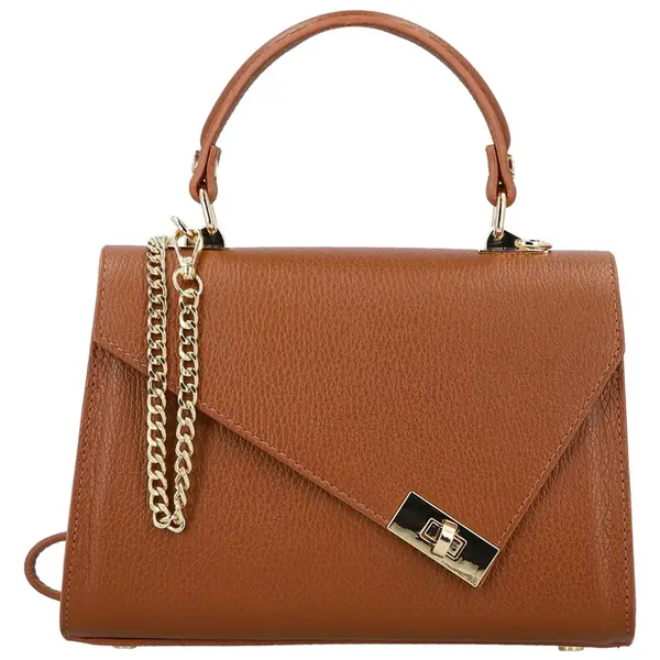 Dámska kožená kabelka do ruky koňaková - Delami Vera Pelle Melania