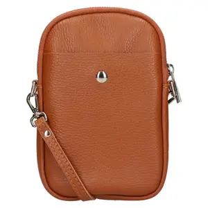 Dámska kožená kabelka na mobil a doklady Italia Monea - koňak