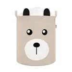 SIPO Koš na hračky se šňůrkou, skládací bavlněný / 43 l, Teddy Bear Beige