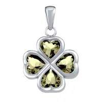 Silvego Stříbrný přívěsek čtyřlístek světle zelenými Brilliance Zirconia JJJP0085PLG