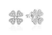 Agato Třpytivé stříbrné náušnice Čtyřlístek AGT-E198PW