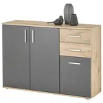 Carryhome ŠIROKÁ KOMODA, šedá, barvy dubu, 120/84/35 cm