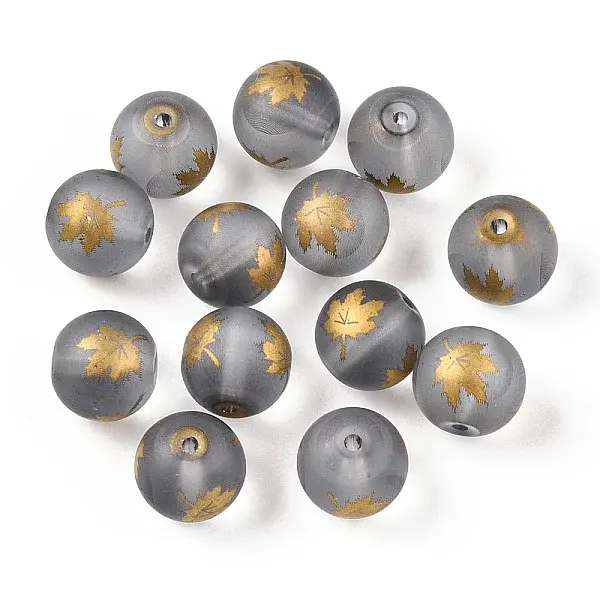 Autumn Theme Electroplate Transparent Glass Beads