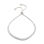 Brass Pave Clear Cubic Zirconia Square Box Chain Slider Bracelets