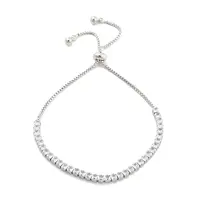 Brass Pave Clear Cubic Zirconia Square Box Chain Slider Bracelets