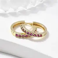 Brass Micro Pave Cubic Zirconia Huggie Hoop Earrings