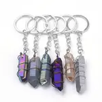 Rainbow Plated Natural Crystal Quartz Keychain