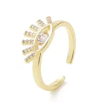 Clear Cubic Zirconia Eye Open Cuff Ring