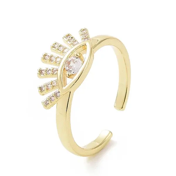 Clear Cubic Zirconia Eye Open Cuff Ring