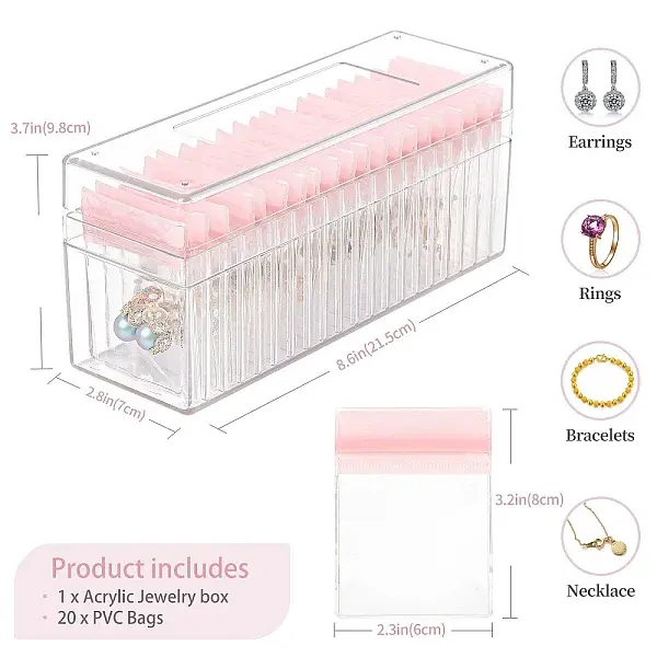Rectangle Clear Acrylic Jewelry Storage Boxs