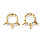 304 Stainless Steel Micro Pave Clear Cubic Zirconia 3 Spiked Cone Hoop Nose Rings
