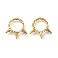 304 Stainless Steel Micro Pave Clear Cubic Zirconia 3 Spiked Cone Hoop Nose Rings