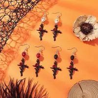 3 Pairs 3 Colors Hallowmas Alloy Dyed Synthetic Turquoise Dangle Earrings