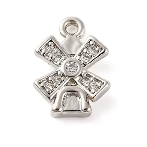 Brass Pave Clear Cubic Zirconia Charms