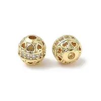 Brass Micro Pave Cubic Zirconia Beads