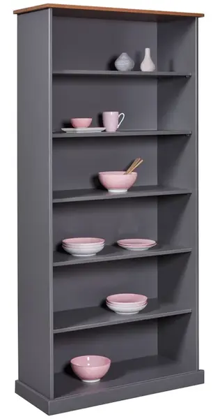 Policový regál z masivu weston - šedá/hnědá