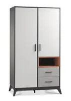 Dvoudveřová šatní skříň thor - béžová/bílá/černá