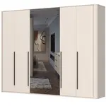 Šestidveřová šatní skříň se zrcadlem renfri - kašmír