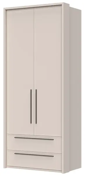 Dvoudveřová šatní skříň se zásuvkami a rámem baptiste - béžová