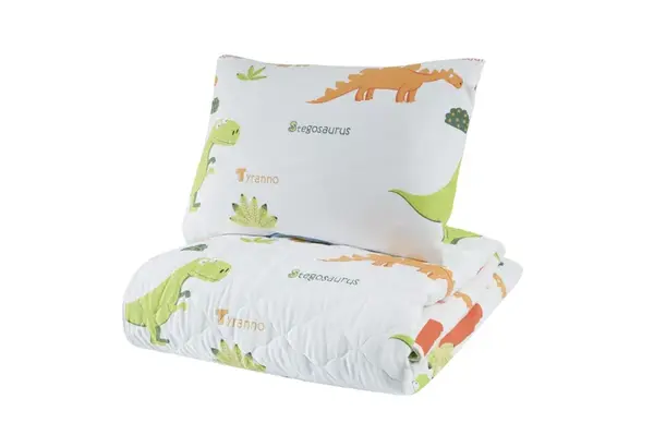 Prikrývka + vankúš 160x220 dino - biela