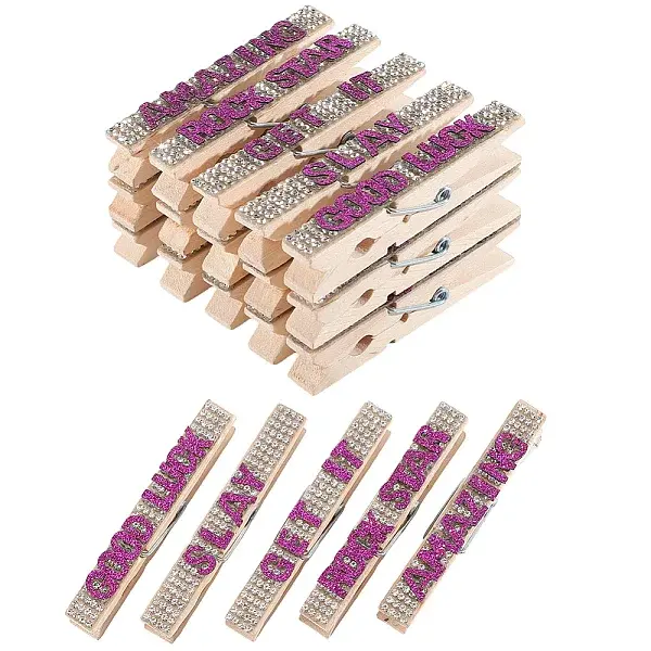 30Pcs 5 Styles Cheerleading Rhinestone Spirit Clips