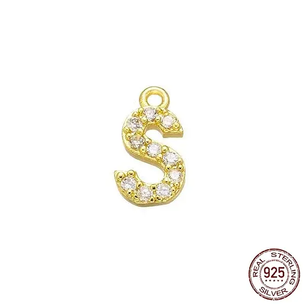 Real 18K Gold Plated 925 Sterling Silver Micro Pave Clear Cubic Zirconia Charms