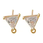 Brass Clear Cubic Zirconia Stud Earrings Finding for Women