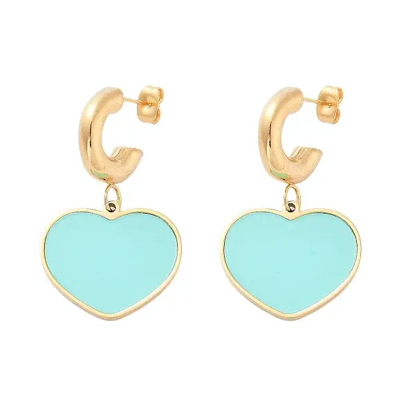 Ion Plating(IP) 304 Stainless Steel Heart Stud Earrings