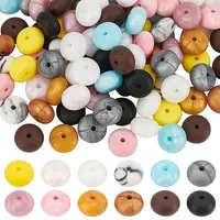120Pcs Flat Round Food Grade Eco-Friendly Silicone Beads