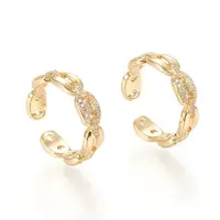 Adjustable Brass Micro Pave Clear Cubic Zirconia Cuff Rings