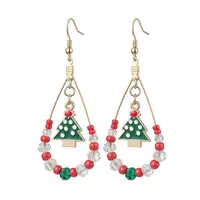 304 Stainless Steel Christmas Tree Dangle Earrings