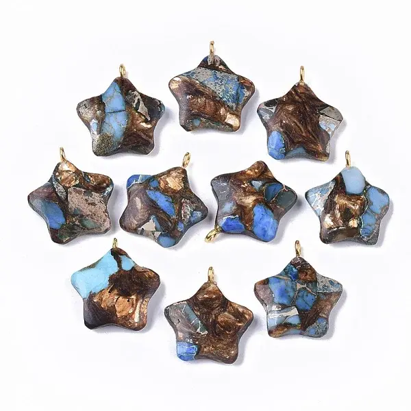 Assembled Synthetic Imperial Jasper and Bronzite Pendants