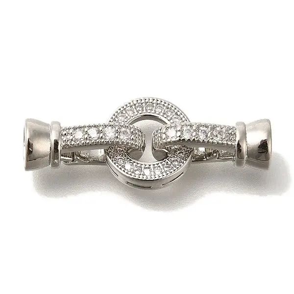 Brass Micro Pave Clear Cubic Zirconia Fold Over Clasps