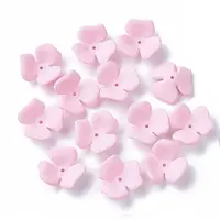 3-Petal Spray Painted Acrylic Bead Caps