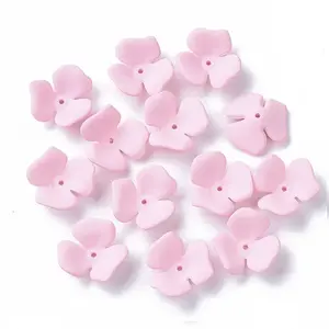 3-Petal Spray Painted Acrylic Bead Caps